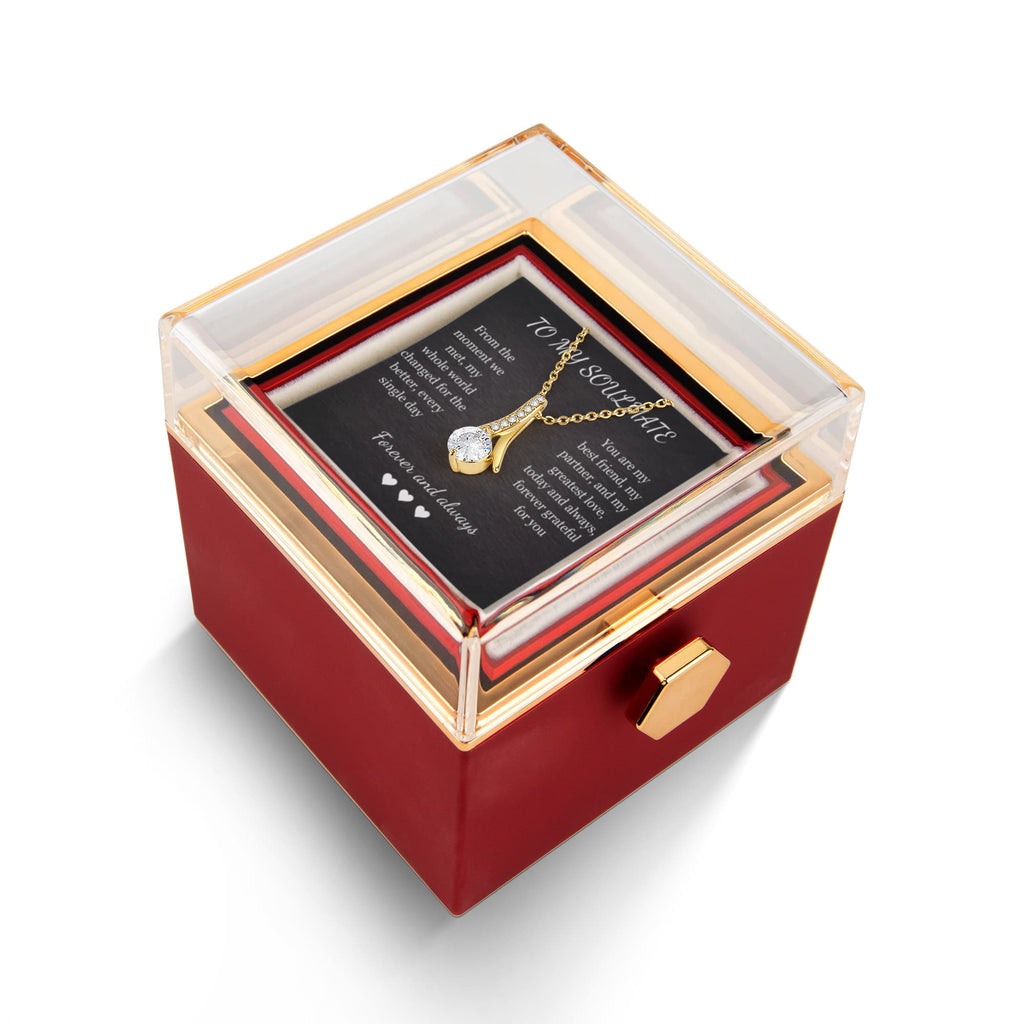 Alluring Beauty Necklace – Cubic Zirconia Pendant with Preserved Rose Gift Box