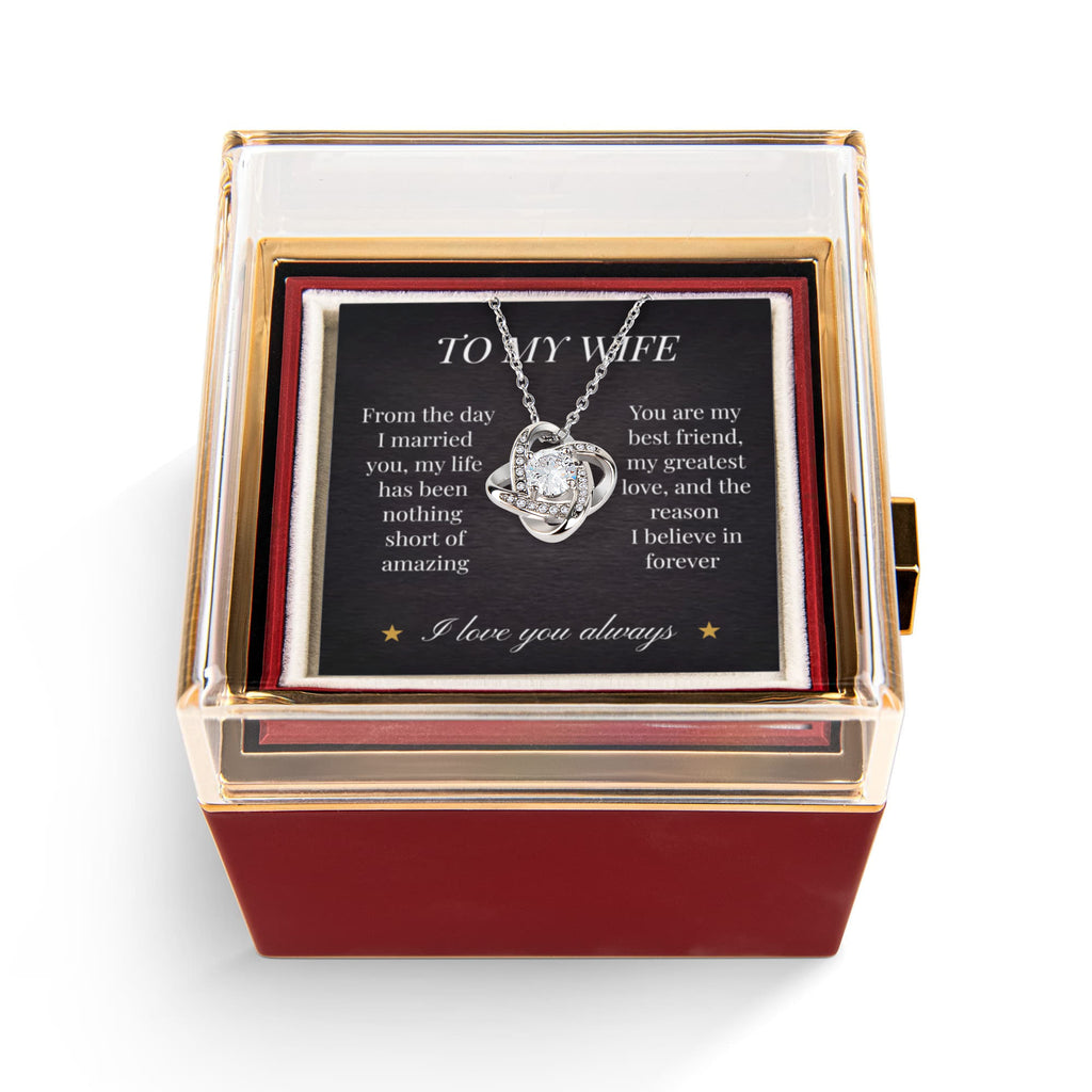 Love Knot Necklace – Eternal Bond Pendant with Preserved Rose Gift Box