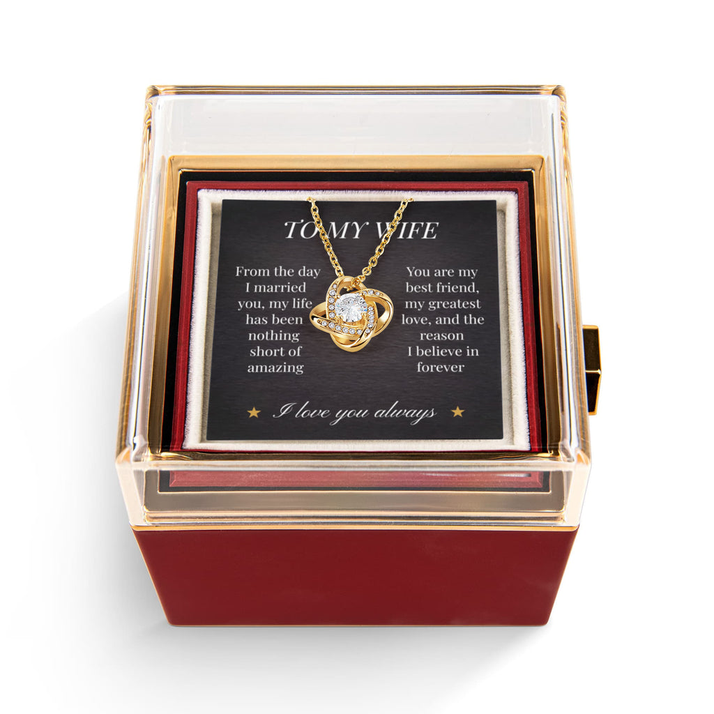 Love Knot Necklace – Eternal Bond Pendant with Preserved Rose Gift Box