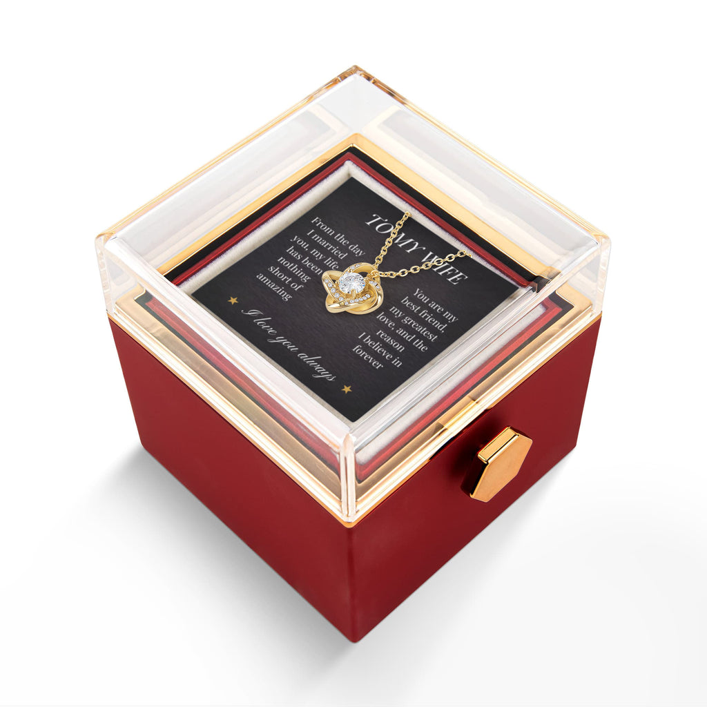 Love Knot Necklace – Eternal Bond Pendant with Preserved Rose Gift Box