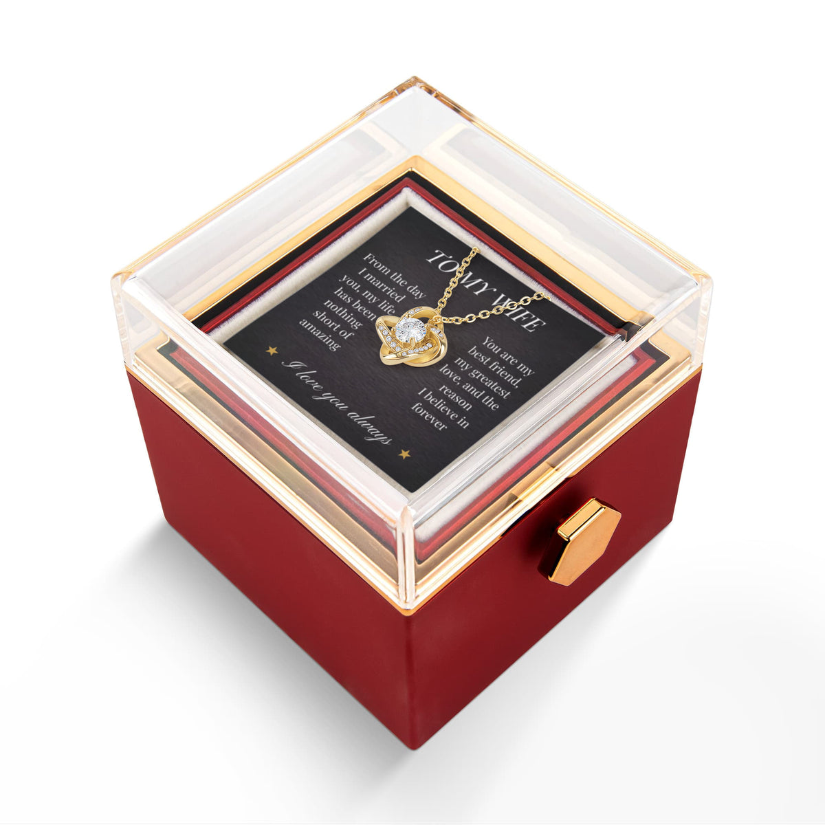 Love Knot Necklace – Eternal Bond Pendant with Preserved Rose Gift Box