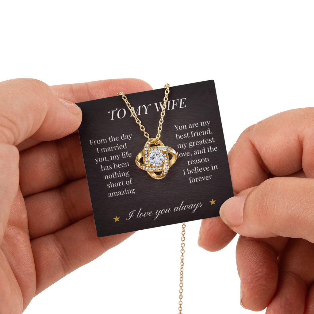 Love Knot Necklace – Eternal Bond Pendant with Preserved Rose Gift Box