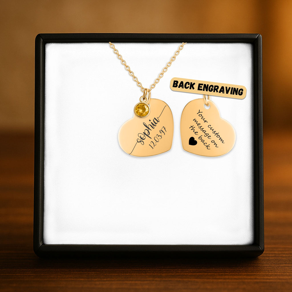 Custom Heart Necklace with Birthstone