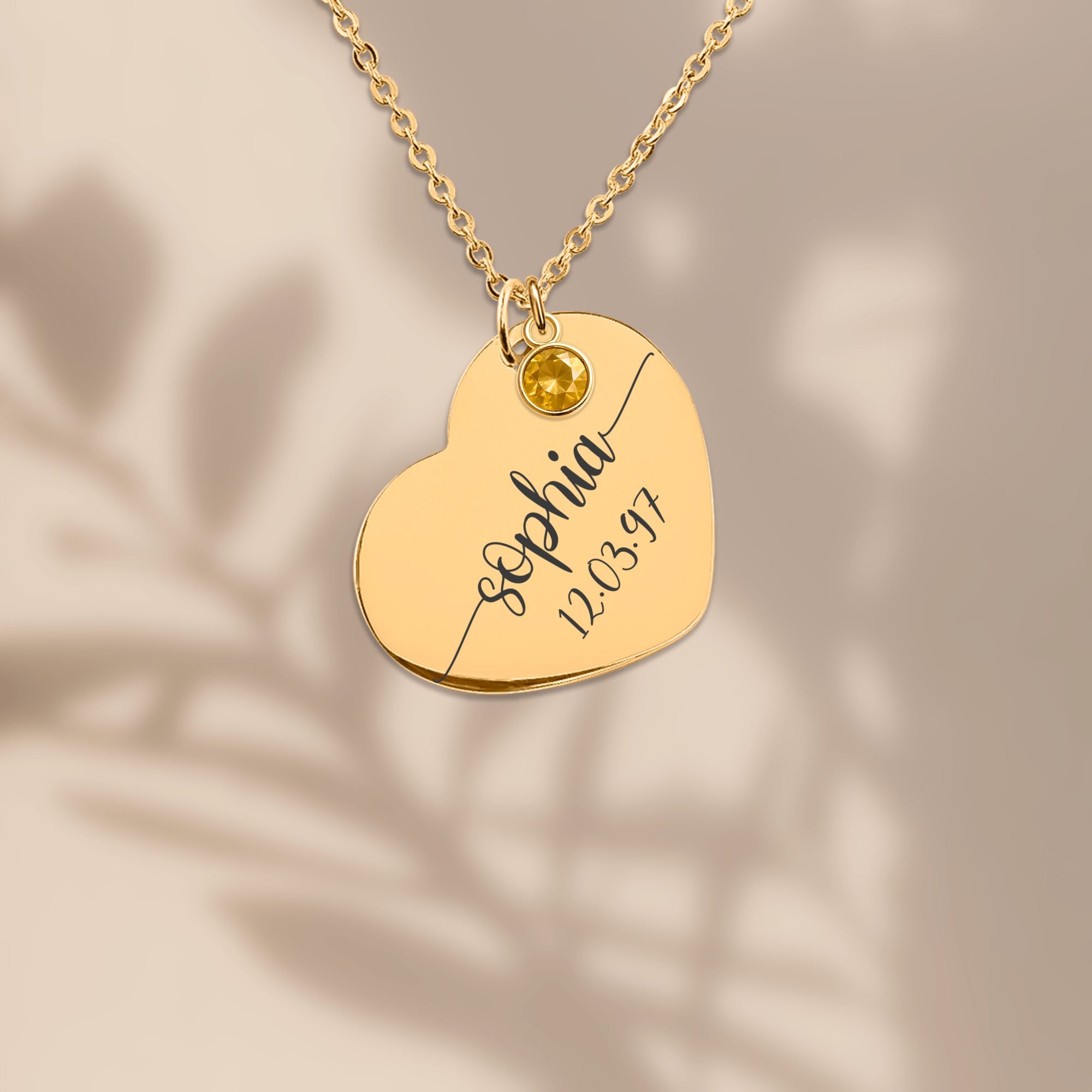 Custom Heart Necklace with Birthstone