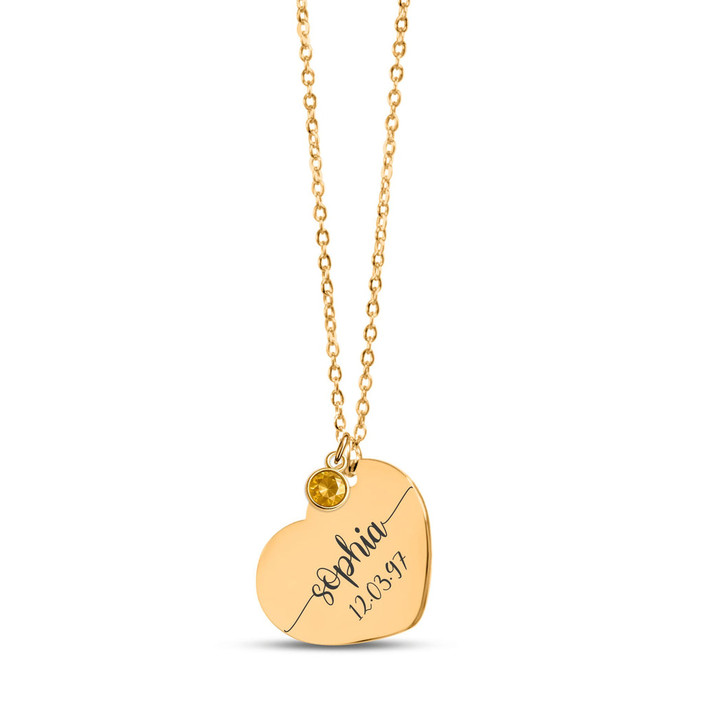 Custom Heart Necklace with Birthstone