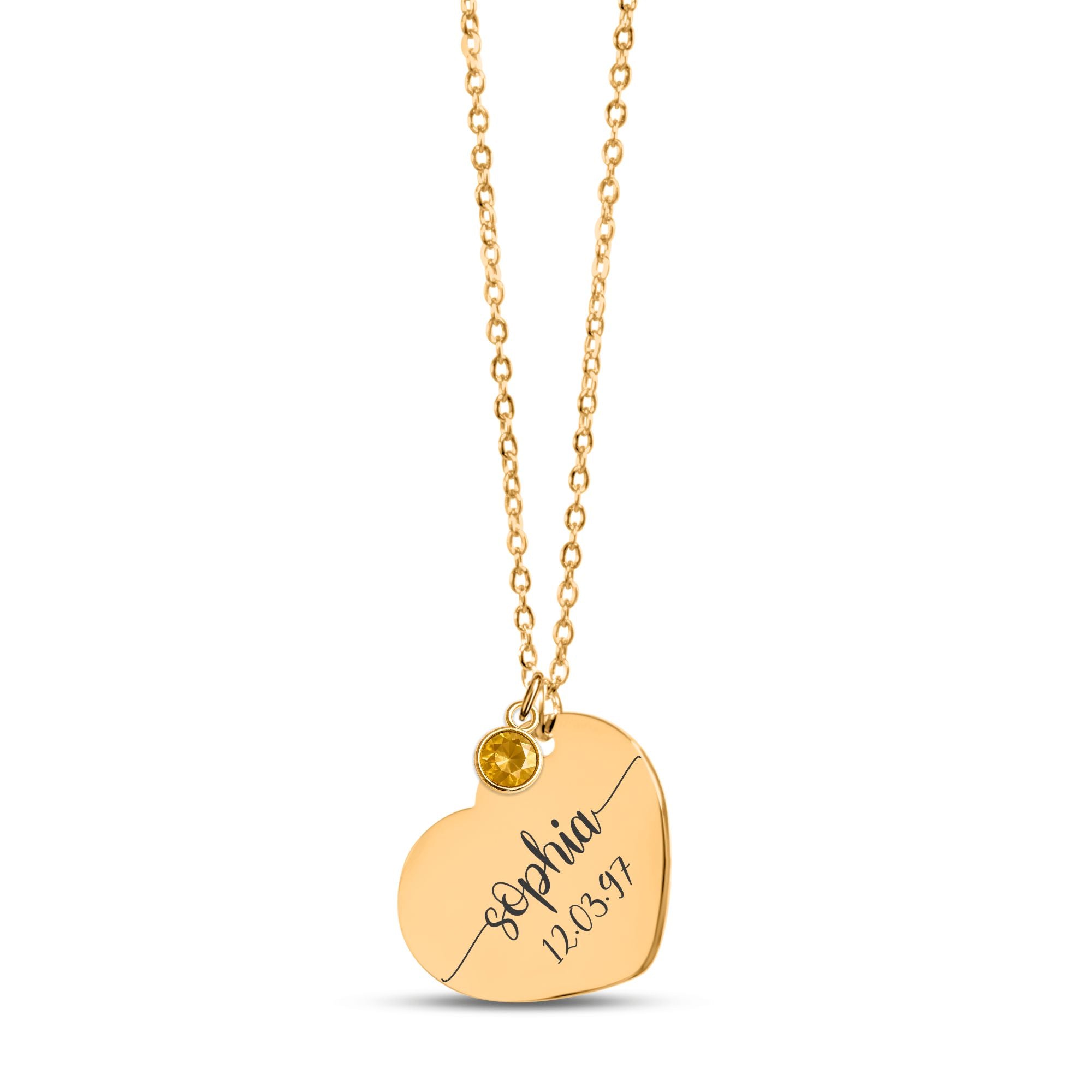 Custom Heart Necklace with Birthstone