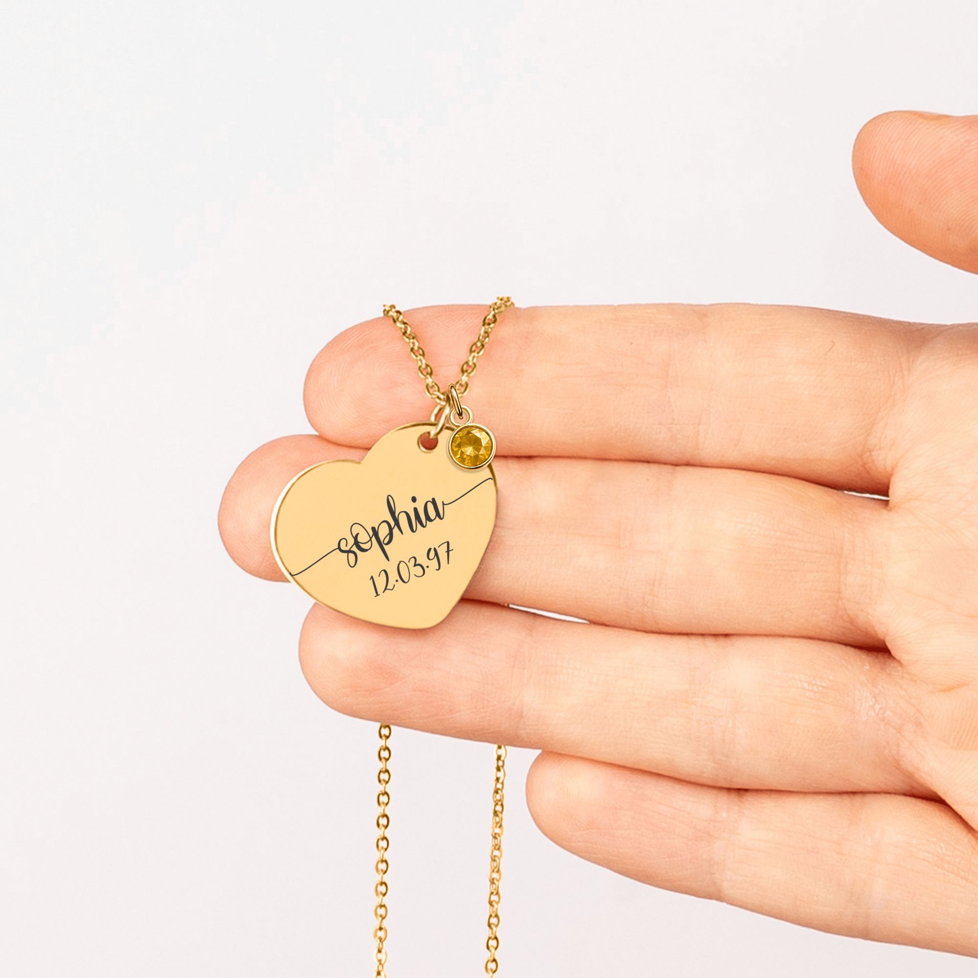 Custom Heart Necklace with Birthstone